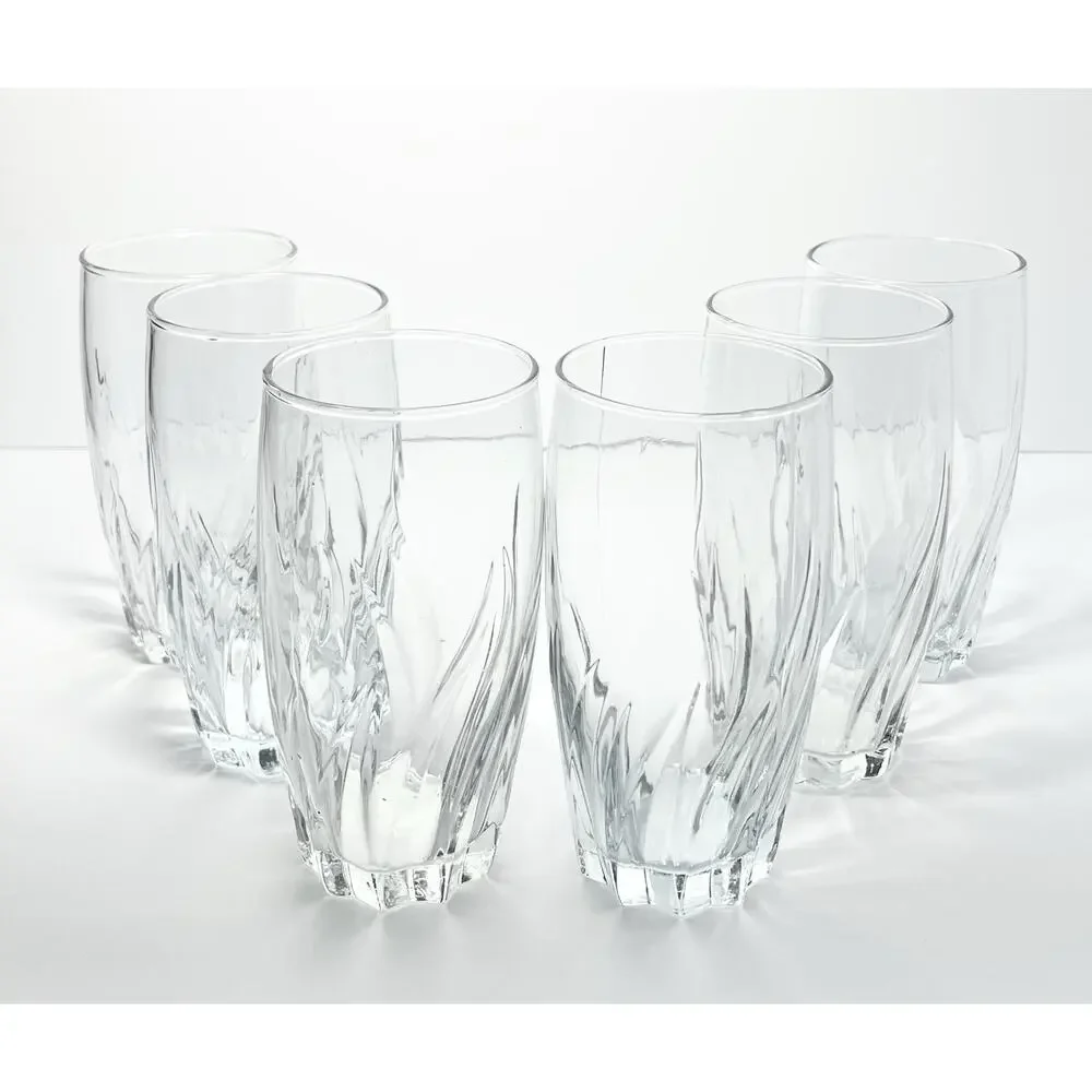 Anchor Hocking “Central Park, Clear” 6 Highball Tumbler Drinking Glasses 6” 16oz